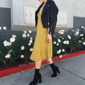 For Love & Lemons Prickly Pear Dress in Mustard